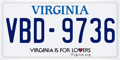 VA license plate VBD9736