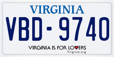VA license plate VBD9740