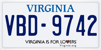 VA license plate VBD9742