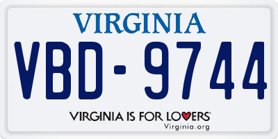 VA license plate VBD9744