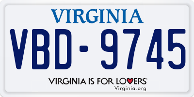 VA license plate VBD9745