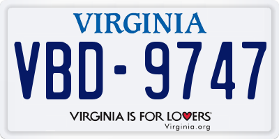 VA license plate VBD9747
