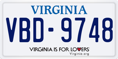 VA license plate VBD9748