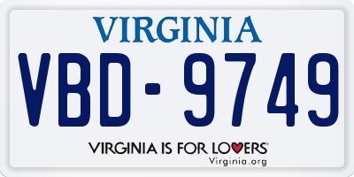 VA license plate VBD9749
