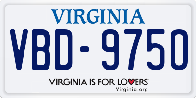 VA license plate VBD9750