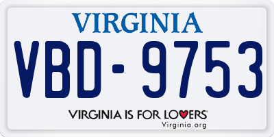VA license plate VBD9753