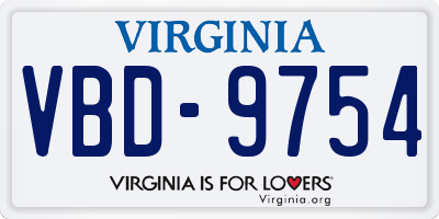 VA license plate VBD9754