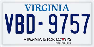 VA license plate VBD9757