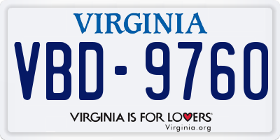 VA license plate VBD9760