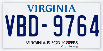 VA license plate VBD9764