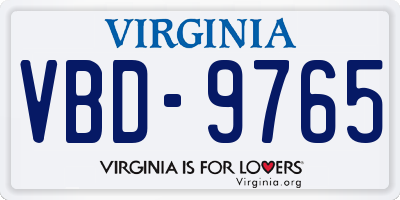 VA license plate VBD9765