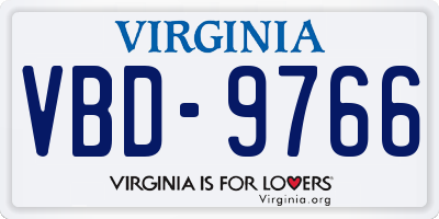 VA license plate VBD9766