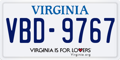 VA license plate VBD9767