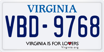 VA license plate VBD9768