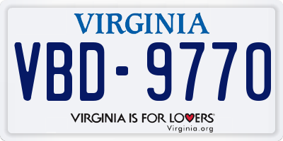 VA license plate VBD9770