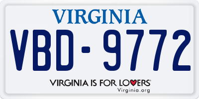 VA license plate VBD9772