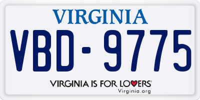 VA license plate VBD9775