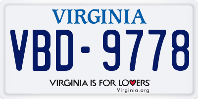 VA license plate VBD9778