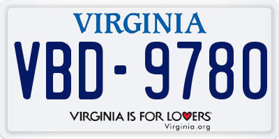VA license plate VBD9780