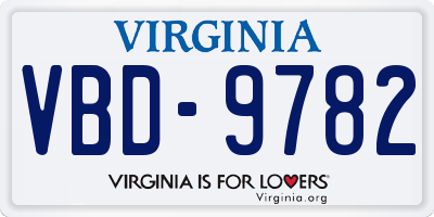 VA license plate VBD9782