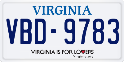 VA license plate VBD9783