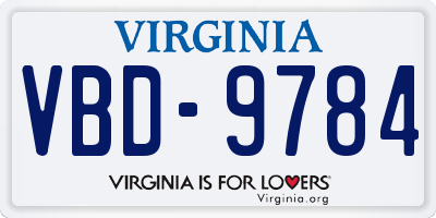 VA license plate VBD9784