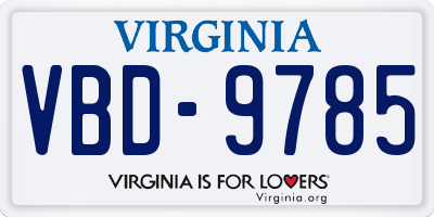 VA license plate VBD9785