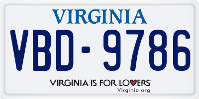 VA license plate VBD9786
