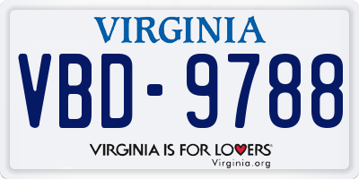 VA license plate VBD9788