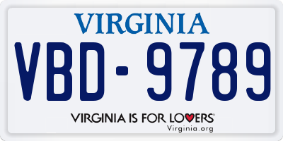 VA license plate VBD9789
