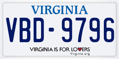 VA license plate VBD9796