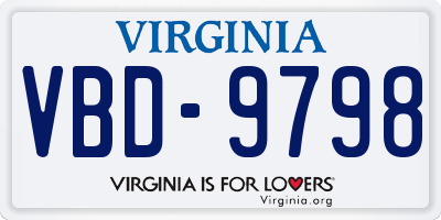 VA license plate VBD9798