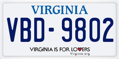 VA license plate VBD9802