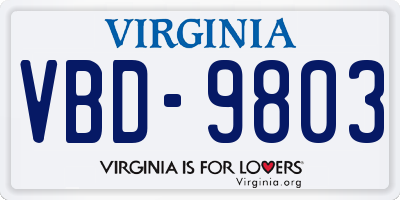 VA license plate VBD9803