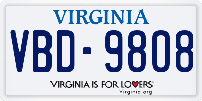 VA license plate VBD9808