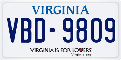 VA license plate VBD9809