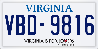 VA license plate VBD9816