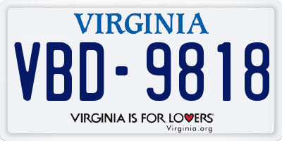 VA license plate VBD9818