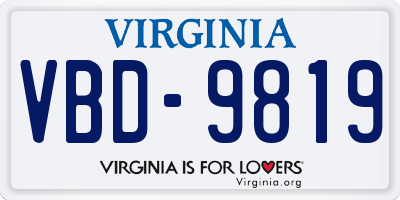 VA license plate VBD9819
