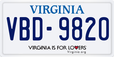 VA license plate VBD9820