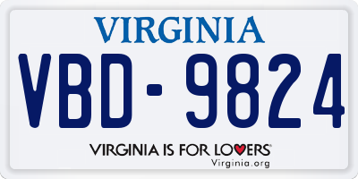 VA license plate VBD9824