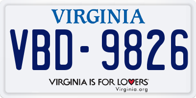 VA license plate VBD9826