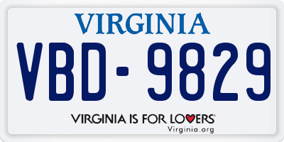 VA license plate VBD9829