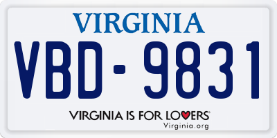 VA license plate VBD9831