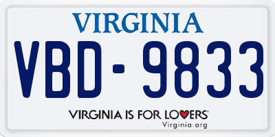 VA license plate VBD9833