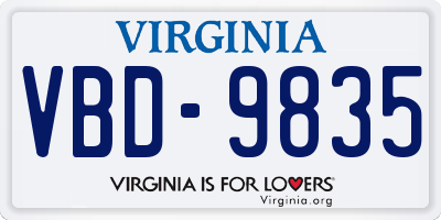 VA license plate VBD9835