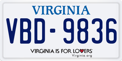 VA license plate VBD9836