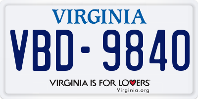 VA license plate VBD9840