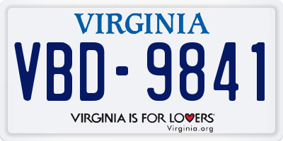 VA license plate VBD9841