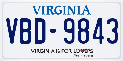 VA license plate VBD9843